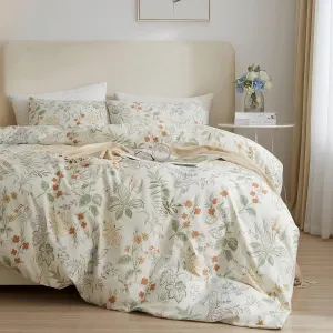 EAVD Vintage Floral Duvet Cover Queen White Soft 100% Cotton Coquette Bedding Set for Girls Women with 2 Pillowcases Chic Shabby Floral Comforter Cover with Zipper Closure