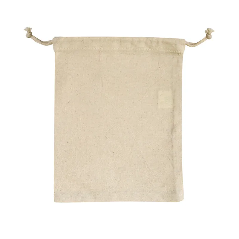 EC-15 Natural Calico Drawstring Bag (Medium)