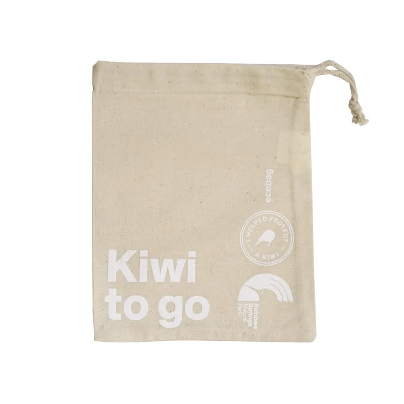 EC-15 Natural Calico Drawstring Bag (Medium)
