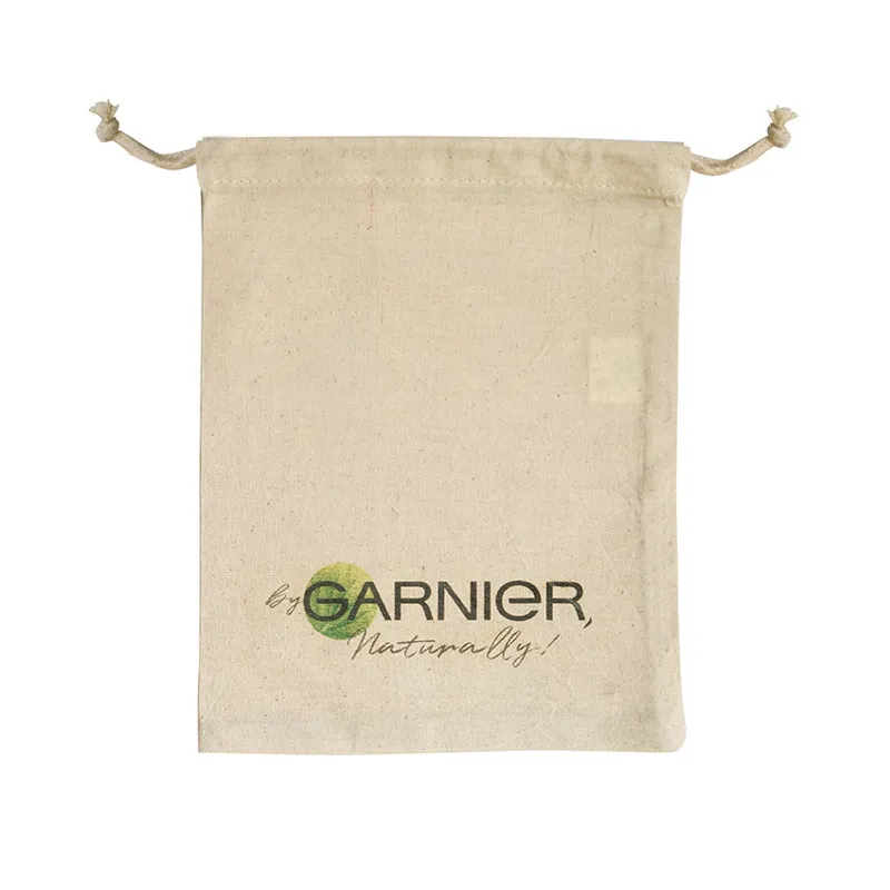 EC-15 Natural Calico Drawstring Bag (Medium)