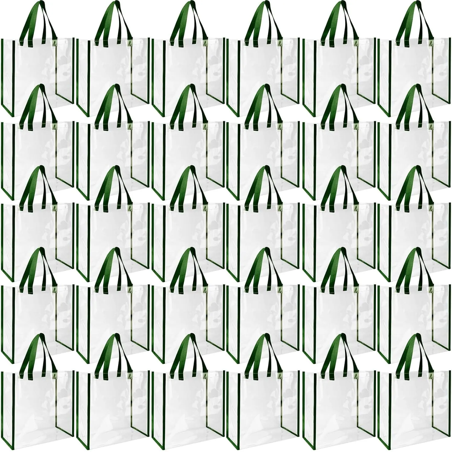 Eccliy 30 Pack 12x12x6 Inch Clear Tote Bag Stadium Approved Bulk Plastic Tote Gift Bag with Handle for Gym Sports Beach