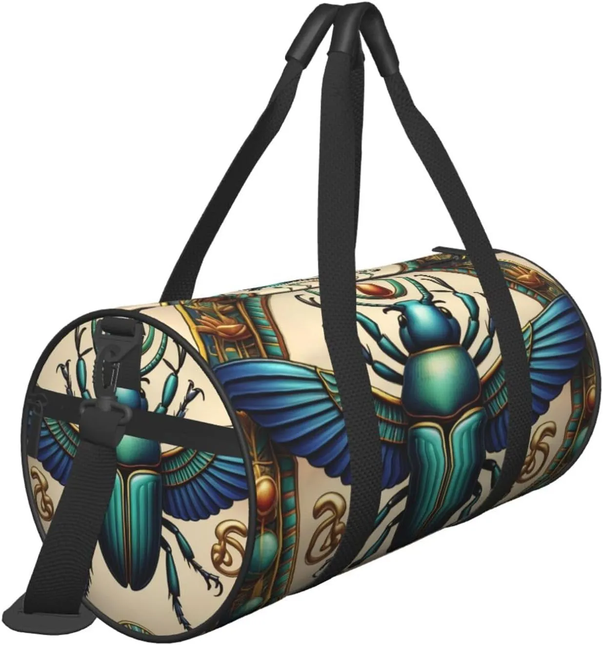Egyptian Scarab Printed Travel Bag,Round Personal Item Storage bag,Foldie Duffel Bag for Traveling Vacation,Fitness,Sports