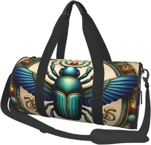 Egyptian Scarab Printed Travel Bag,Round Personal Item Storage bag,Foldie Duffel Bag for Traveling Vacation,Fitness,Sports
