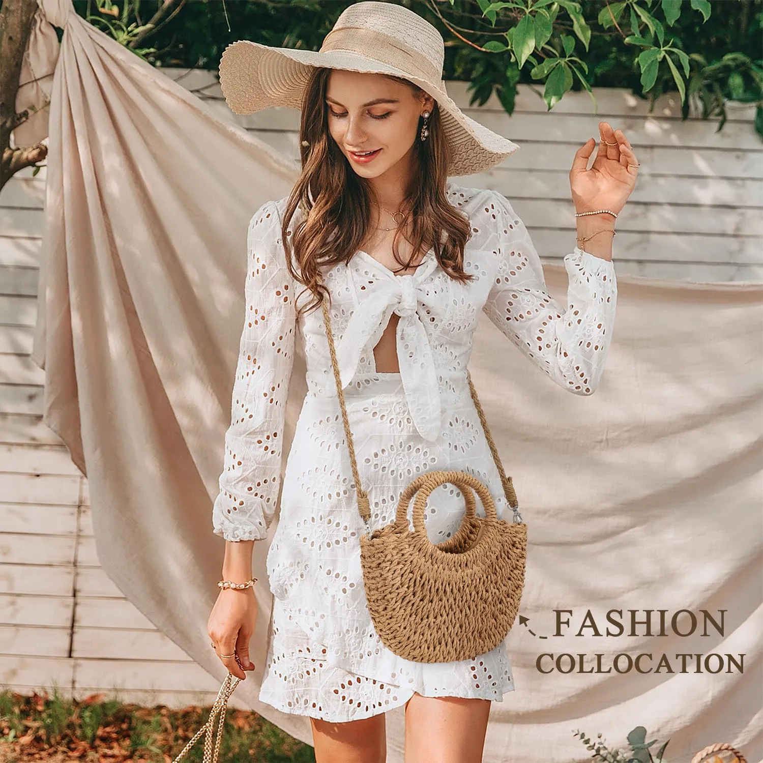 EIMMBD Straw Bags for Women Straw Clutch Purses Beach Crossbody Tote Bags Handbag