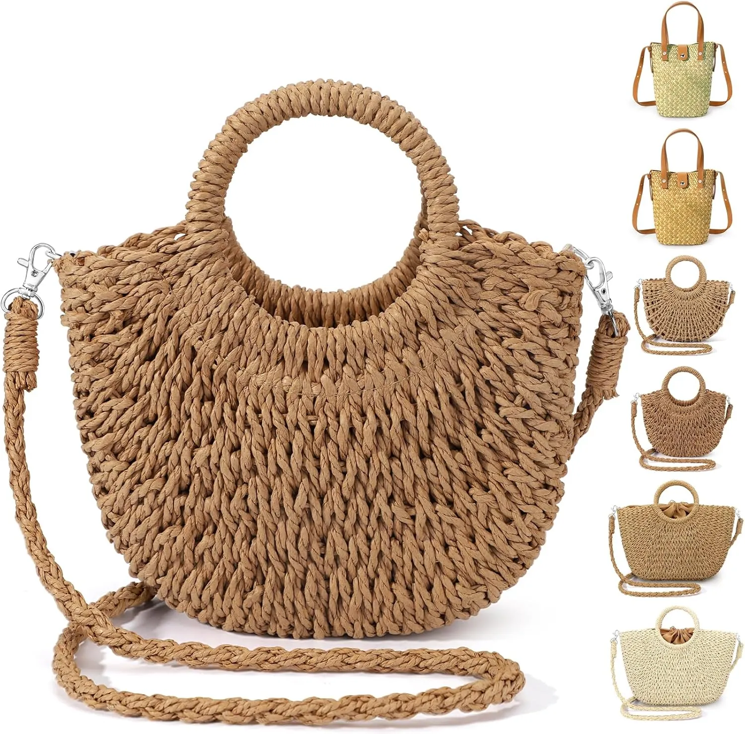 EIMMBD Straw Bags for Women Straw Clutch Purses Beach Crossbody Tote Bags Handbag
