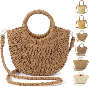 EIMMBD Straw Bags for Women Straw Clutch Purses Beach Crossbody Tote Bags Handbag