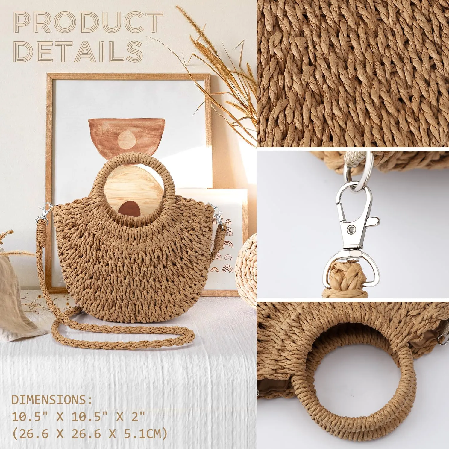 EIMMBD Straw Bags for Women Straw Clutch Purses Beach Crossbody Tote Bags Handbag