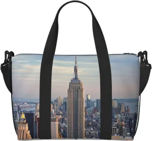 Empire State Building Printed Travel Duffel Bag for Men Women Shoulder Weekender Overnight Bags for for Beach Swim Sports Gym