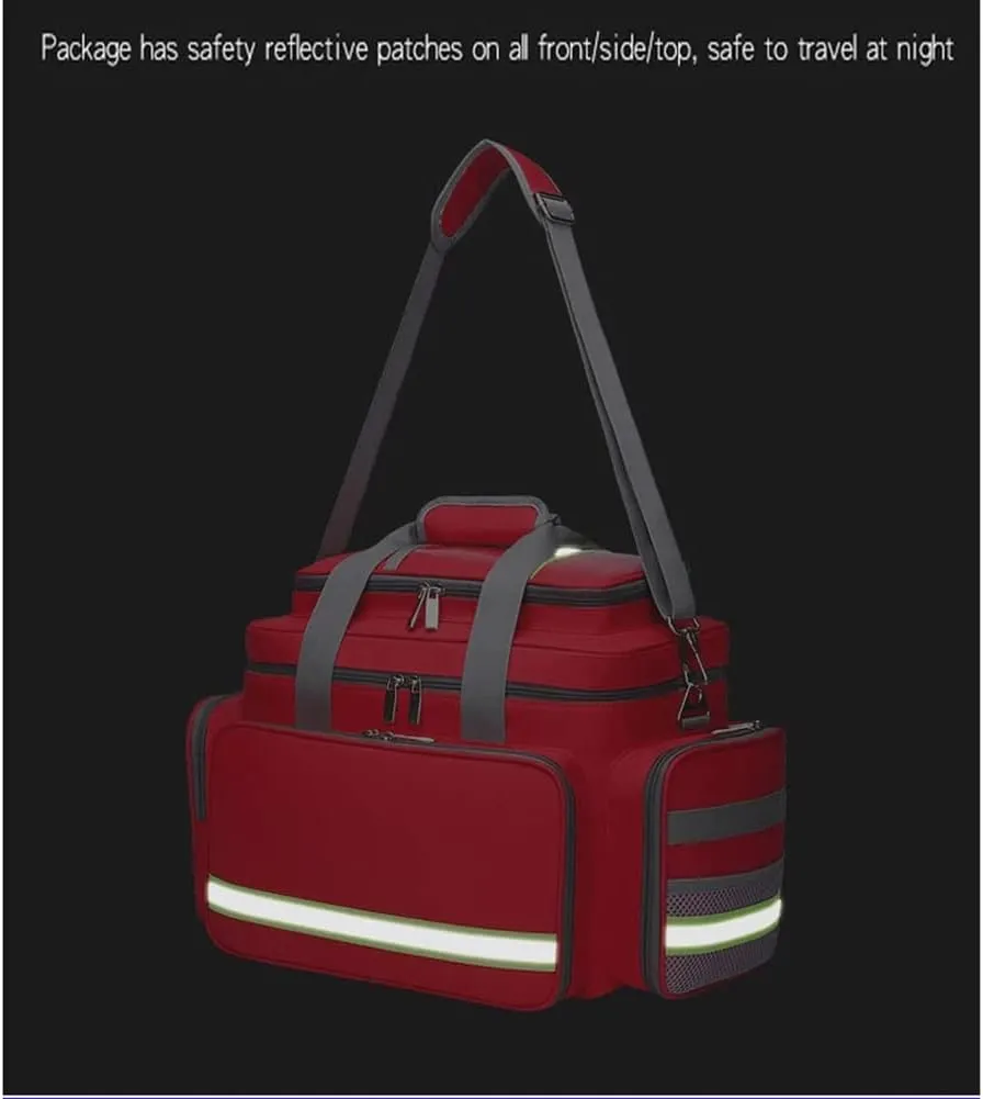 Empty First Aid Kit with Inner Dividers First Responder Bag Trauma Backpack Essential Survival Equipment for Home, Office, and Outdoor Adventures(Red)