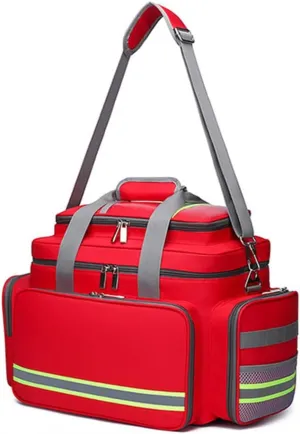 Empty First Aid Kit with Inner Dividers First Responder Bag Trauma Backpack Essential Survival Equipment for Home, Office, and Outdoor Adventures(Red)