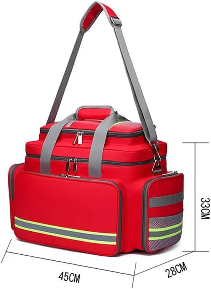 Empty First Aid Kit with Inner Dividers First Responder Bag Trauma Backpack Essential Survival Equipment for Home, Office, and Outdoor Adventures(Red)