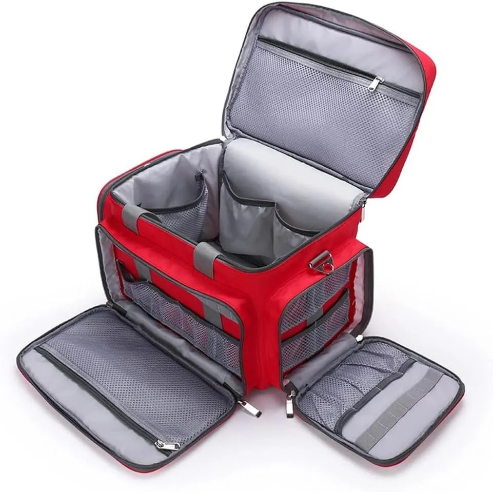 Empty First Aid Kit with Inner Dividers First Responder Bag Trauma Backpack Essential Survival Equipment for Home, Office, and Outdoor Adventures(Red)