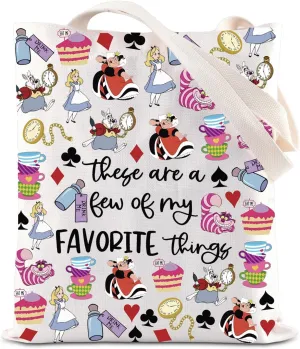 ENSIANTH Alice Inspired Shopping Bag Wonderland Fairy Tales Gift Princess Alice Merch Alice Rabbit Lover Tote Bag