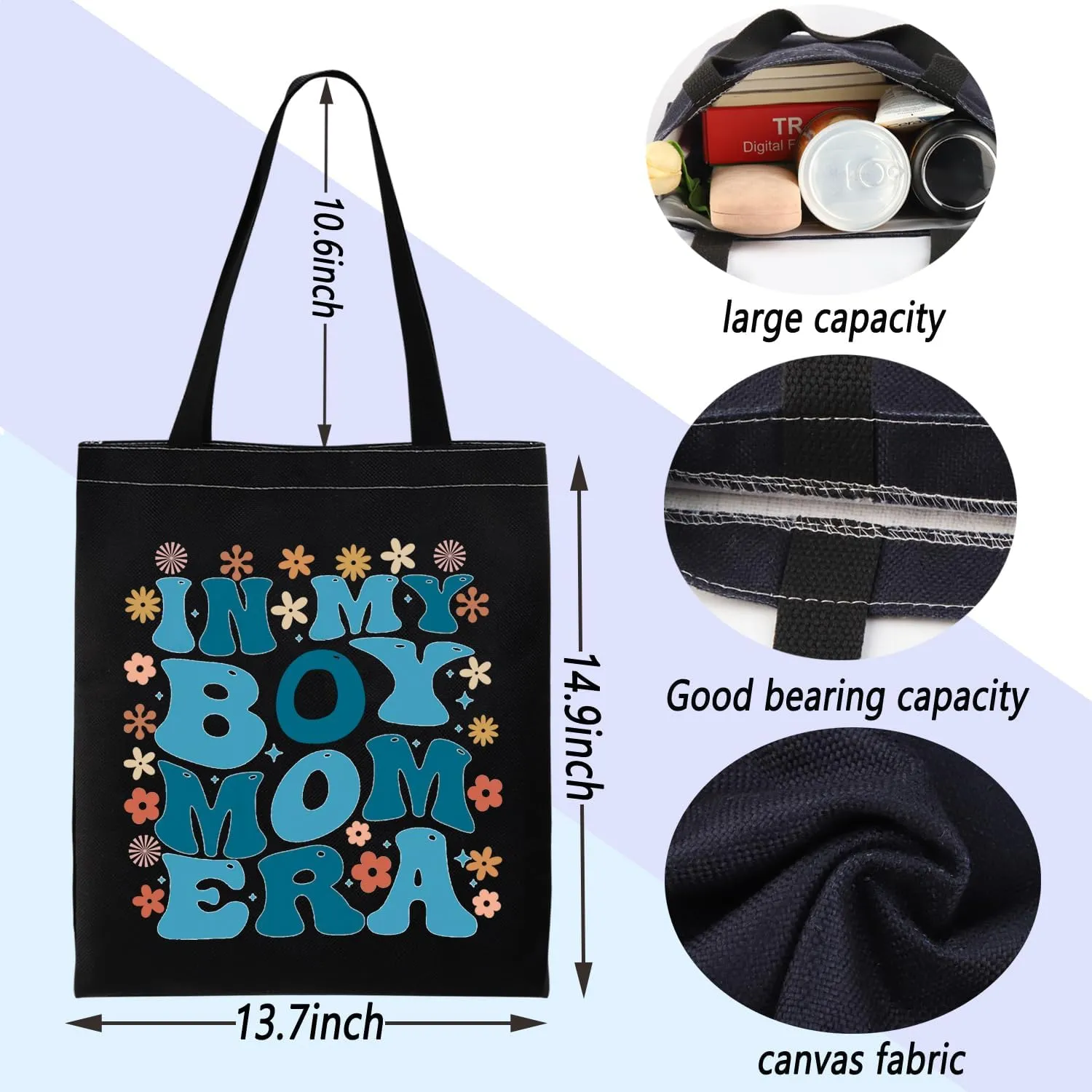 ENSIANTH Boy Mom Era Tote Bag - Gender Reveal Reusable Grocery Bag - Mother's Day Gift for Expecting Mom