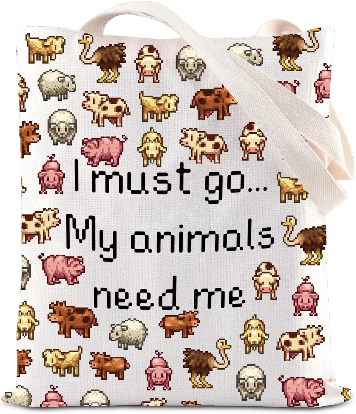 ENSIANTH Game Merch Farm Video Game Lover Tote Bag Farming Gaming -Pixel Animal-Gamer Gift Pelican Town Gift