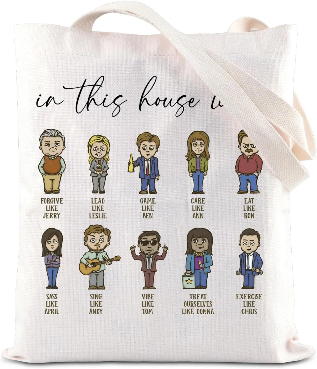 ENSIANTH Recreation TV Show Inspired Handbag Parks House Rules Tote Bag In This House TV Show Merch Pawnee National Park Gift