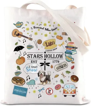 ENSIANTH Stars Hollow Inspired Tote Bag TV Show Merch Dragonfly Inn Shopping Bag Lorelei Rory Fans Gift Lukes Diner Gift