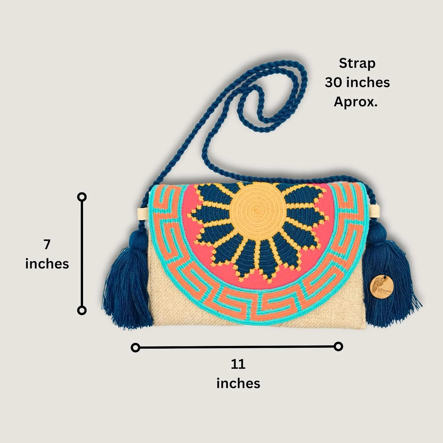 Envelope Jute Shoulder Purse with Flap | Wayuu Bag | Crossbody Bag | Women’s Bohemian | Handmade in Colombia