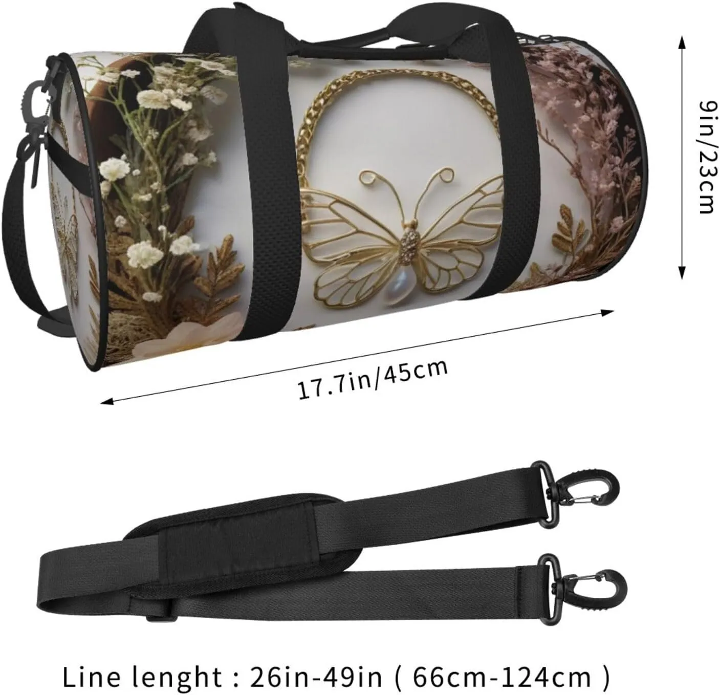 Ethereal Essence Printed Travel Bag,Round Personal Item Storage bag,Foldie Duffel Bag for Traveling Vacation,Fitness,Sports