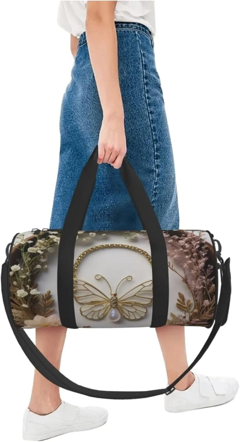 Ethereal Essence Printed Travel Bag,Round Personal Item Storage bag,Foldie Duffel Bag for Traveling Vacation,Fitness,Sports