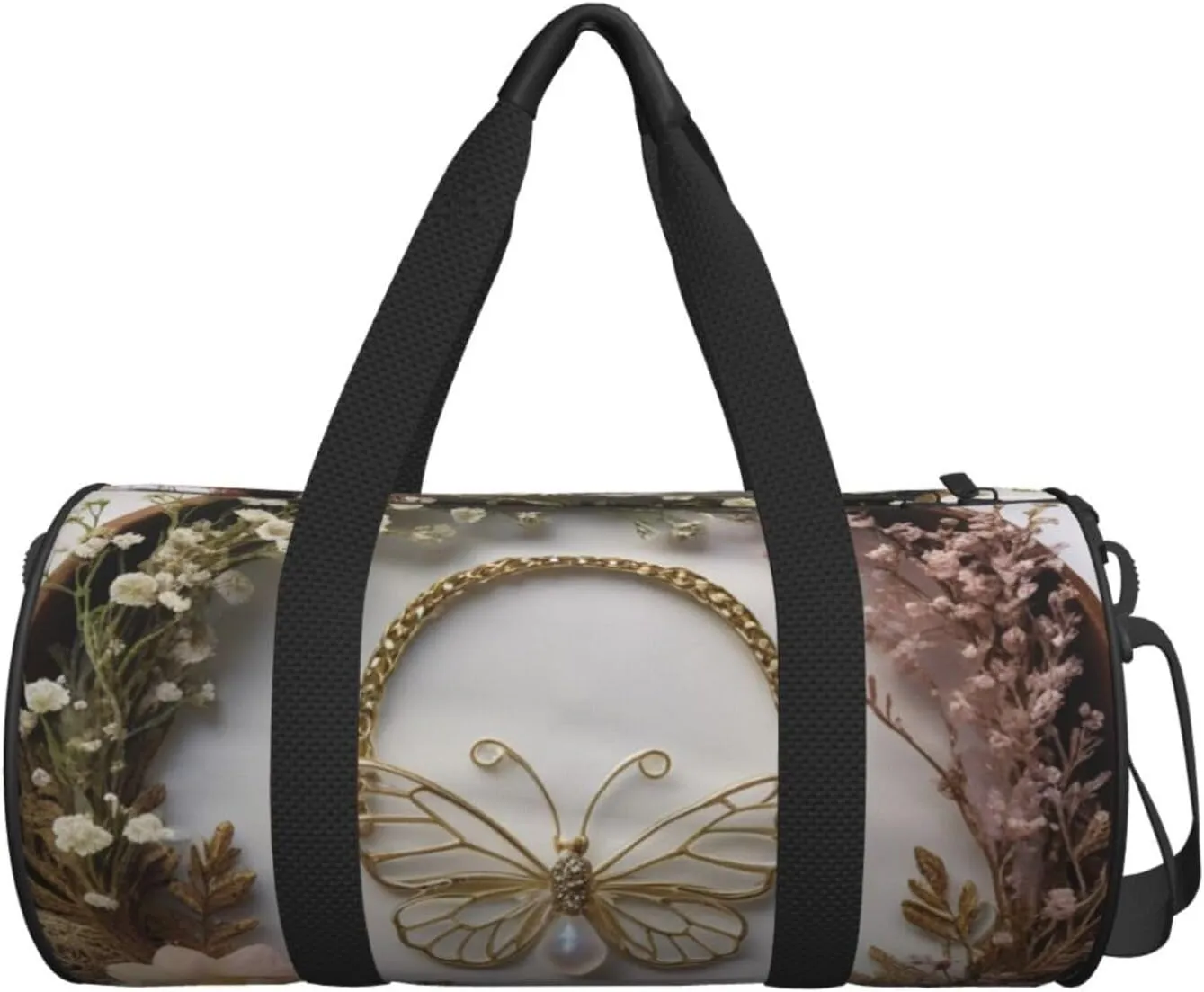 Ethereal Essence Printed Travel Bag,Round Personal Item Storage bag,Foldie Duffel Bag for Traveling Vacation,Fitness,Sports