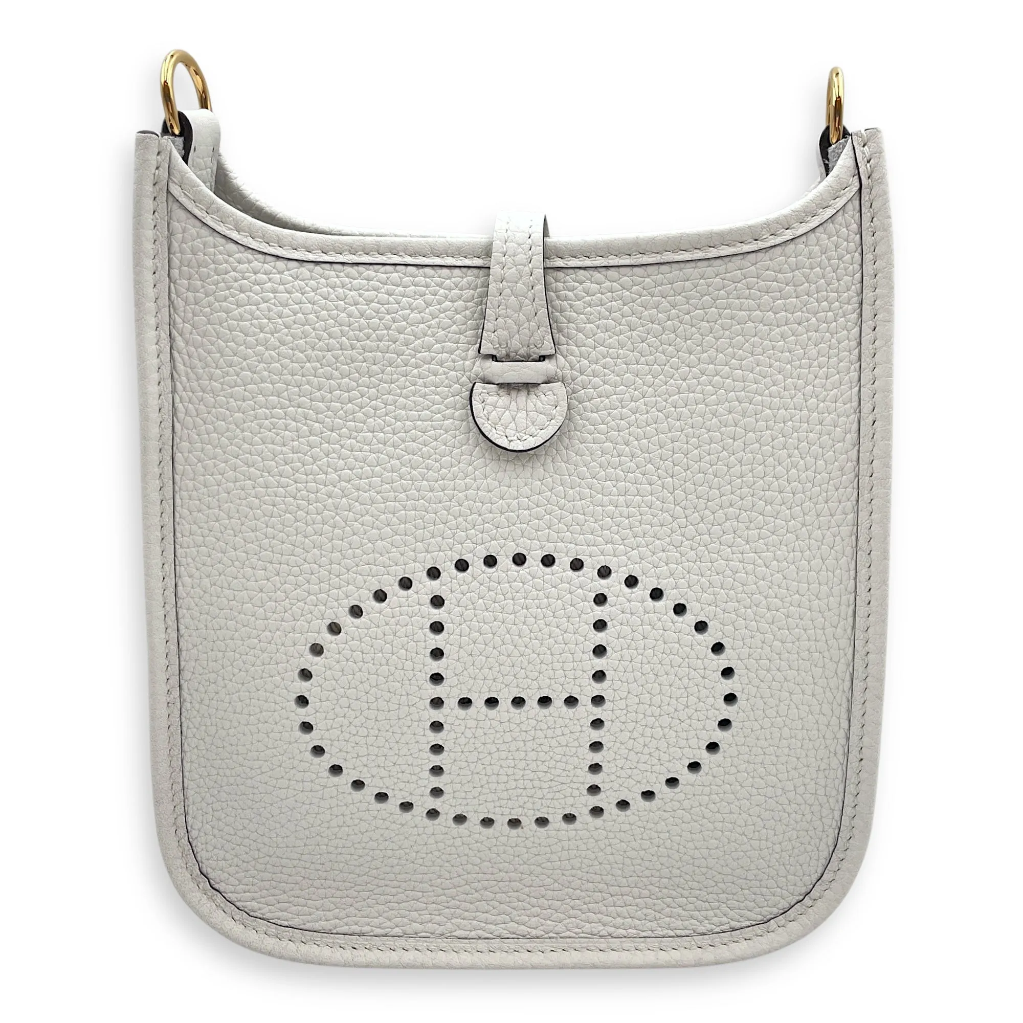 Evelyne Mini White in Clemence, Gold hardware
