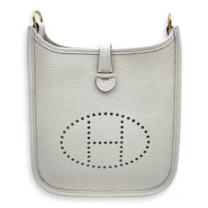Evelyne Mini White in Clemence, Gold hardware