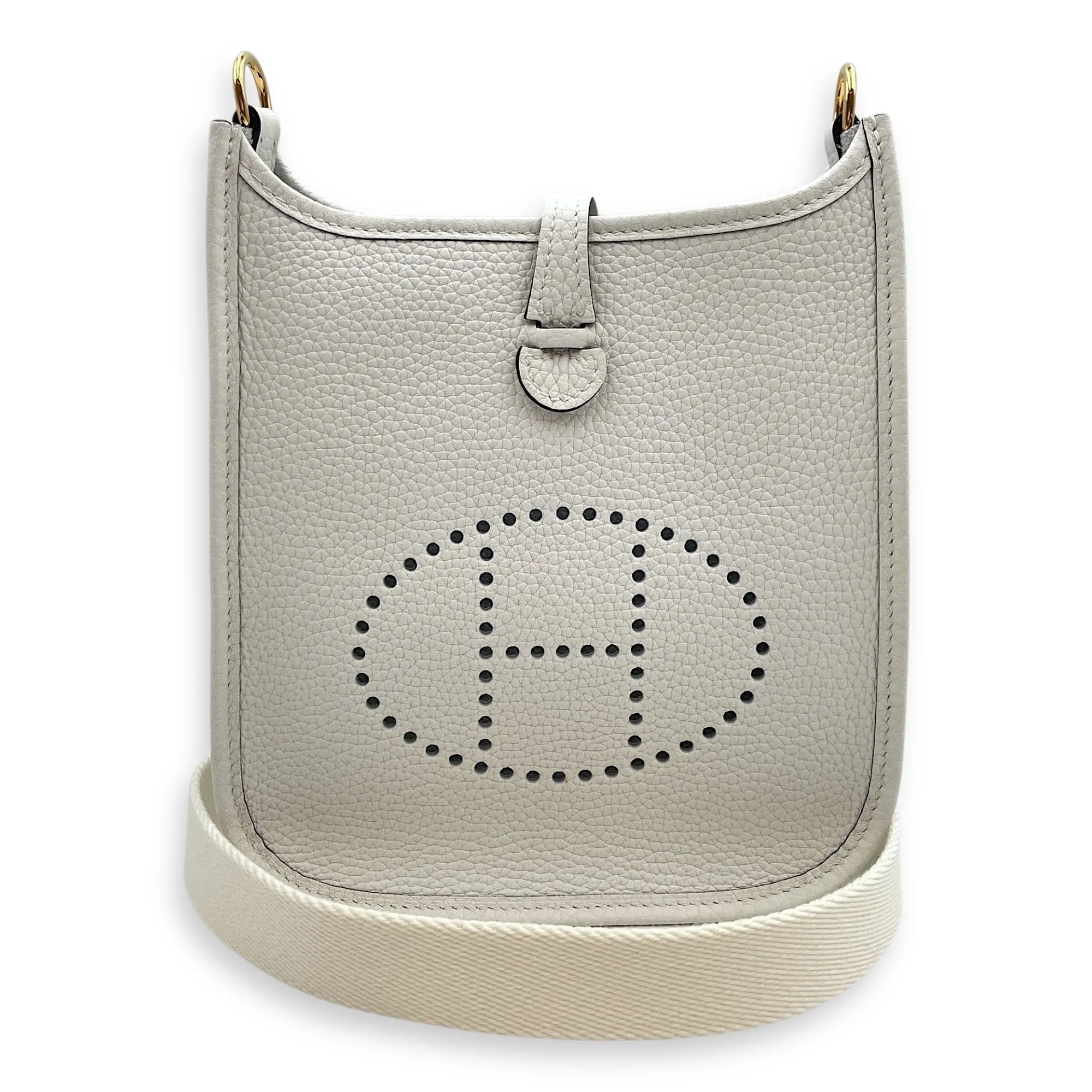 Evelyne Mini White in Clemence, Gold hardware