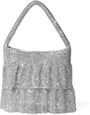 Evening Bag Clutch for Women Ladies Sparkling Party Cocktail Prom Handbag Formal Dressy Wedding Bag Silver