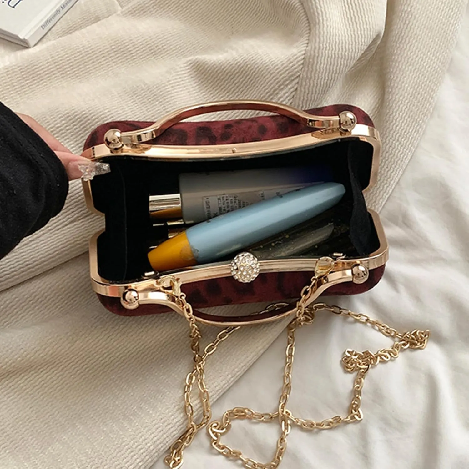 Evening Bag Small Clutch Purses Leopard Purse Formal Wedding Handbag for Women Fashion Crossbody Bags With Chain