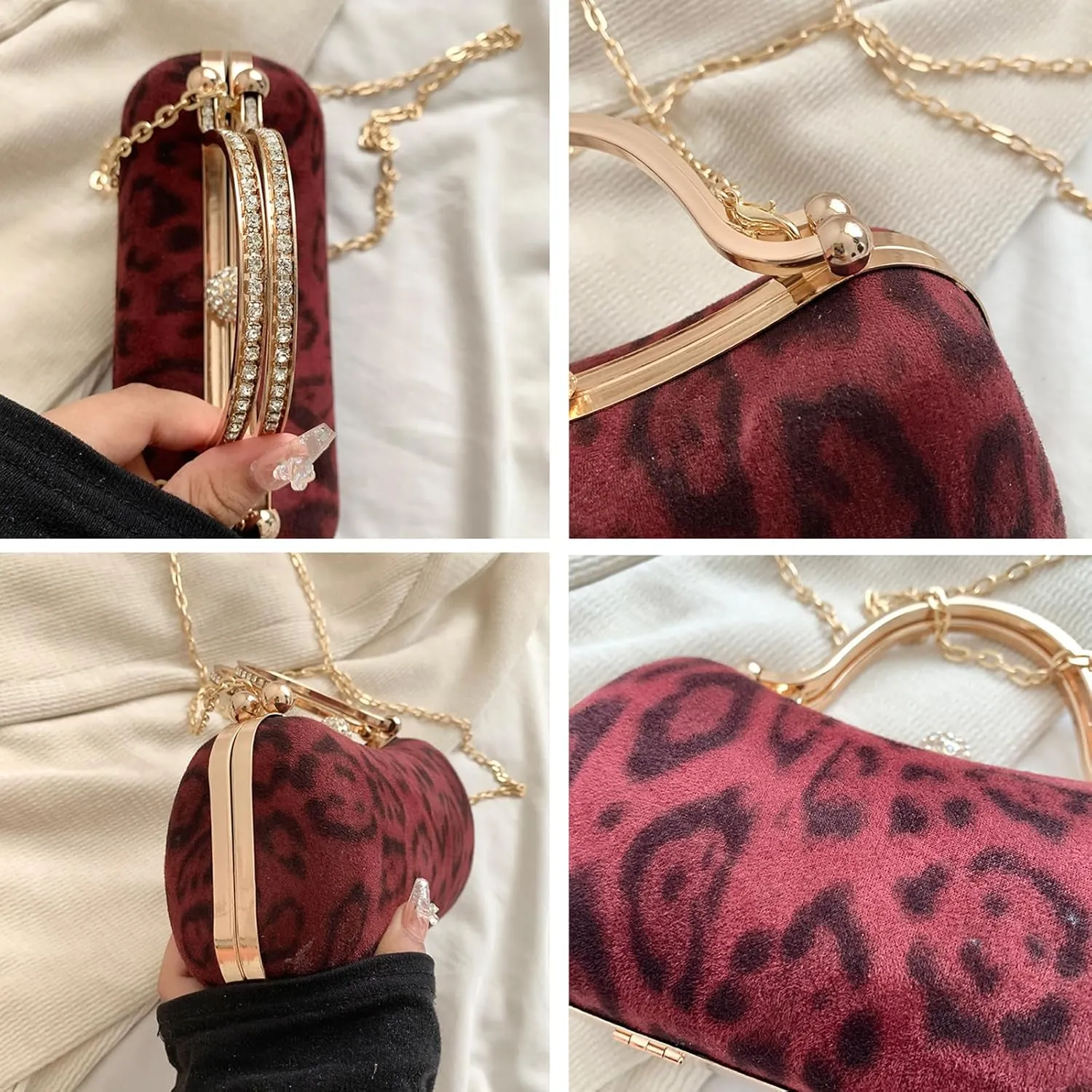 Evening Bag Small Clutch Purses Leopard Purse Formal Wedding Handbag for Women Fashion Crossbody Bags With Chain