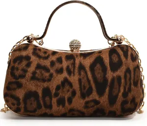 Evening Bag Small Clutch Purses Leopard Purse Formal Wedding Handbag for Women Fashion Crossbody Bags With Chain
