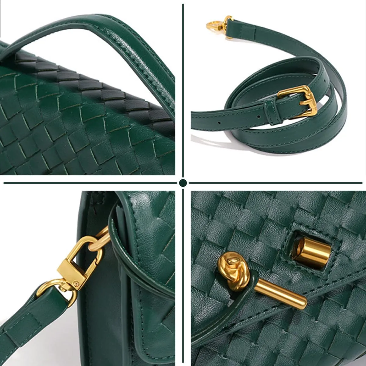 Evening Woven Handbag for Women Casual Fashion Crossbody Bags Vegan Leather Shoulder Handbag for Cocktail Party, Work