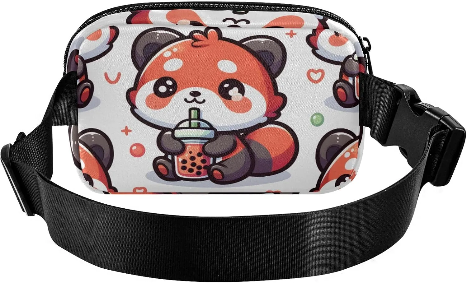 Fanny Pack for Women Men, Cute Red Panda with Bubble Tea Cartoon Belt Bag Waist Pack Crossbody Bag Bum Bag with Adjustable Strap