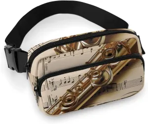 Fanny Packs Flute Music Printed Crossbody Bags for Women Crossbody for Travel And Sports