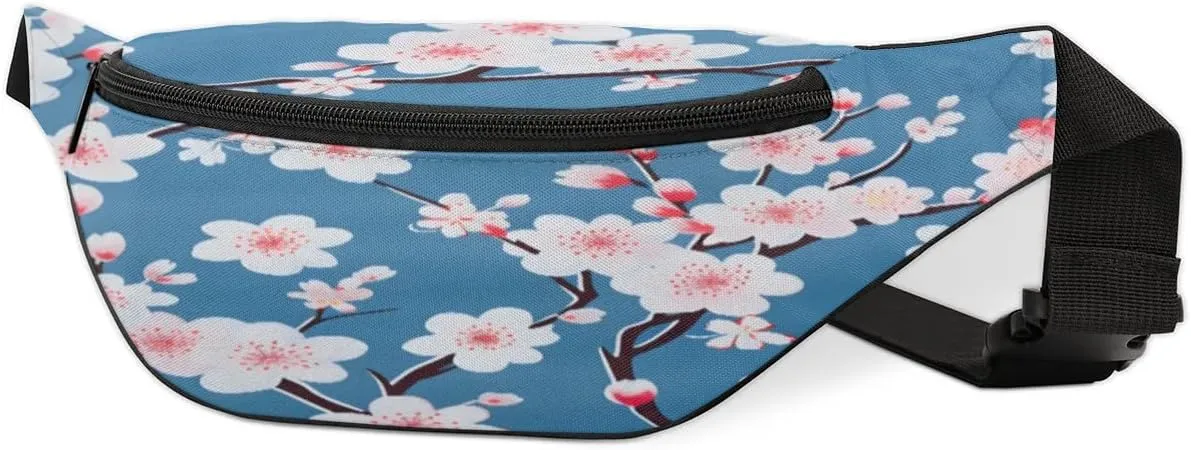 Fanny Packs for Women Men Sling Bag Crossbody Bags Men Waist Bag Cherry Printed Blossoms Fanny Pack for Women Belt Bag for Travel Hiking Running