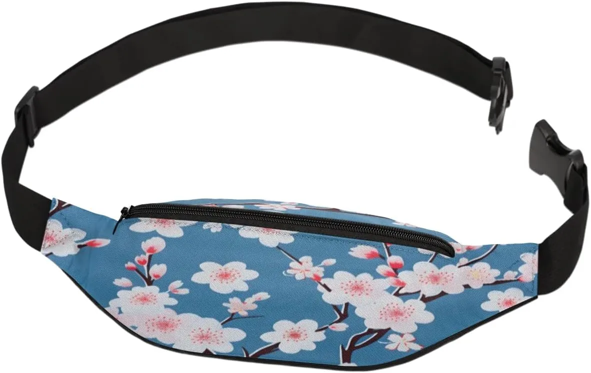 Fanny Packs for Women Men Sling Bag Crossbody Bags Men Waist Bag Cherry Printed Blossoms Fanny Pack for Women Belt Bag for Travel Hiking Running
