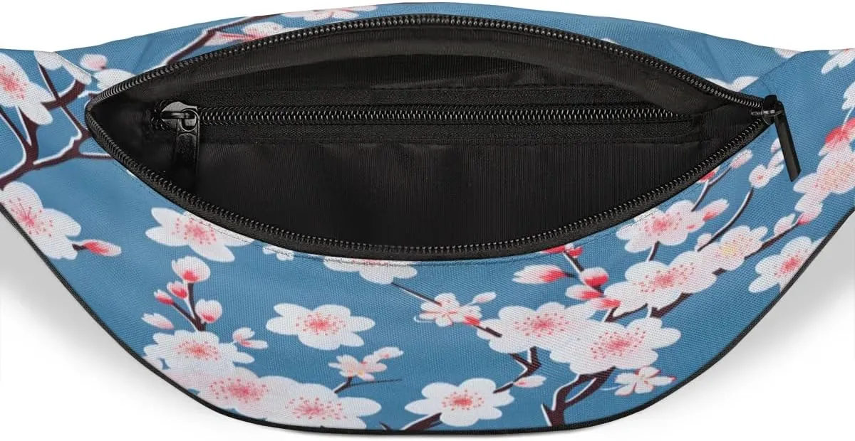 Fanny Packs for Women Men Sling Bag Crossbody Bags Men Waist Bag Cherry Printed Blossoms Fanny Pack for Women Belt Bag for Travel Hiking Running