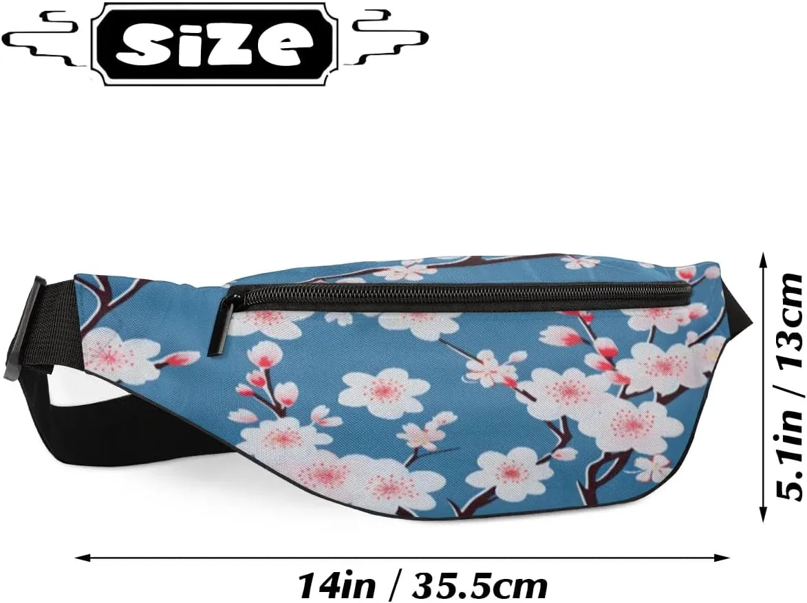Fanny Packs for Women Men Sling Bag Crossbody Bags Men Waist Bag Cherry Printed Blossoms Fanny Pack for Women Belt Bag for Travel Hiking Running