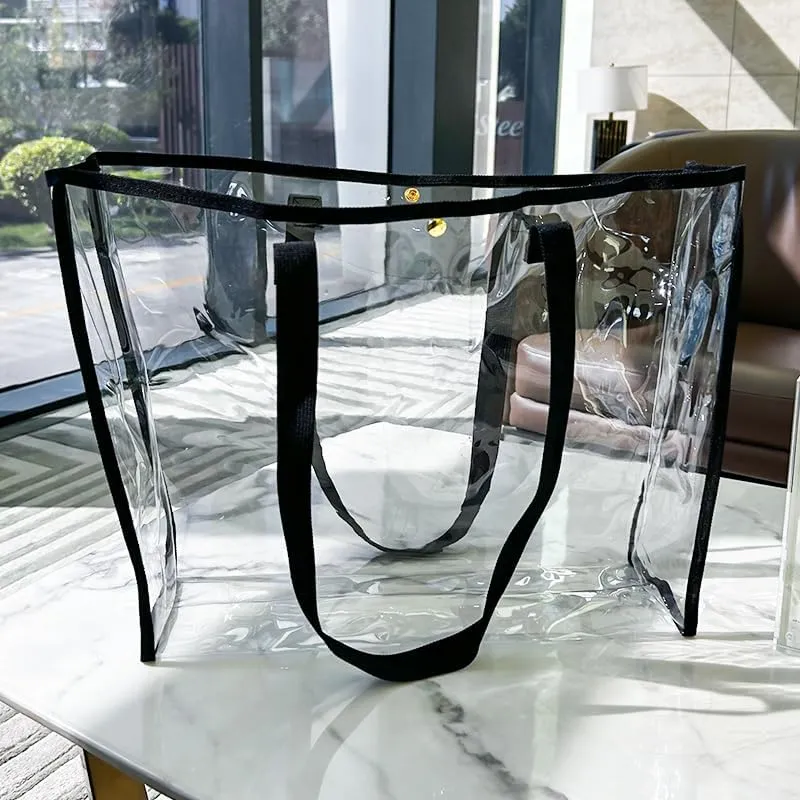 Fashion transparent waterproof PVC tote bag, one-shoulder travel essential, multifunctional storage artifact for shopping