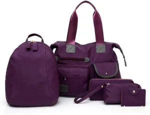 Fashion Women 4pcs Bag Set Nylon Soft Handbag Should Bag Tote Clutch