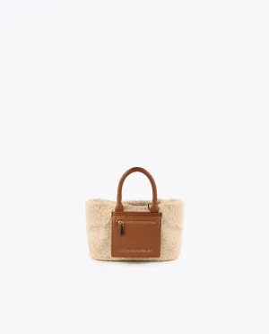 Faux shearling crossbody bag