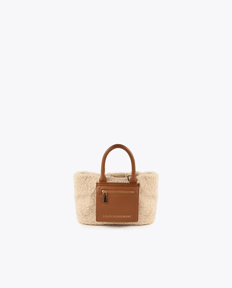 Faux shearling crossbody bag