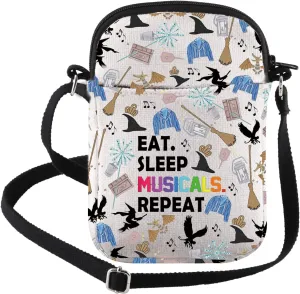 FEELMEM Witch Musical Gift Eat Sleep Musicals Repeat Crossbody Bag Musical Concert Fans Gift Musical Themed Bag