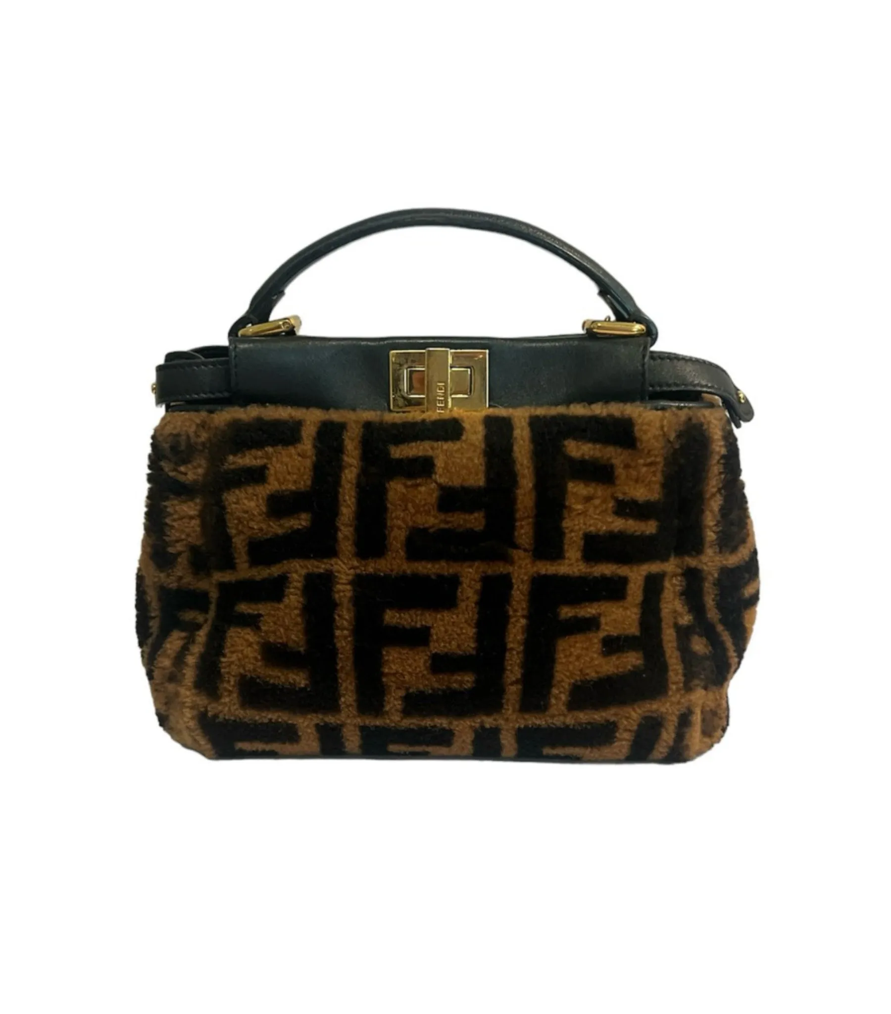 Fendi Shearling Nappa Mini Peekaboo Iconic Satchel