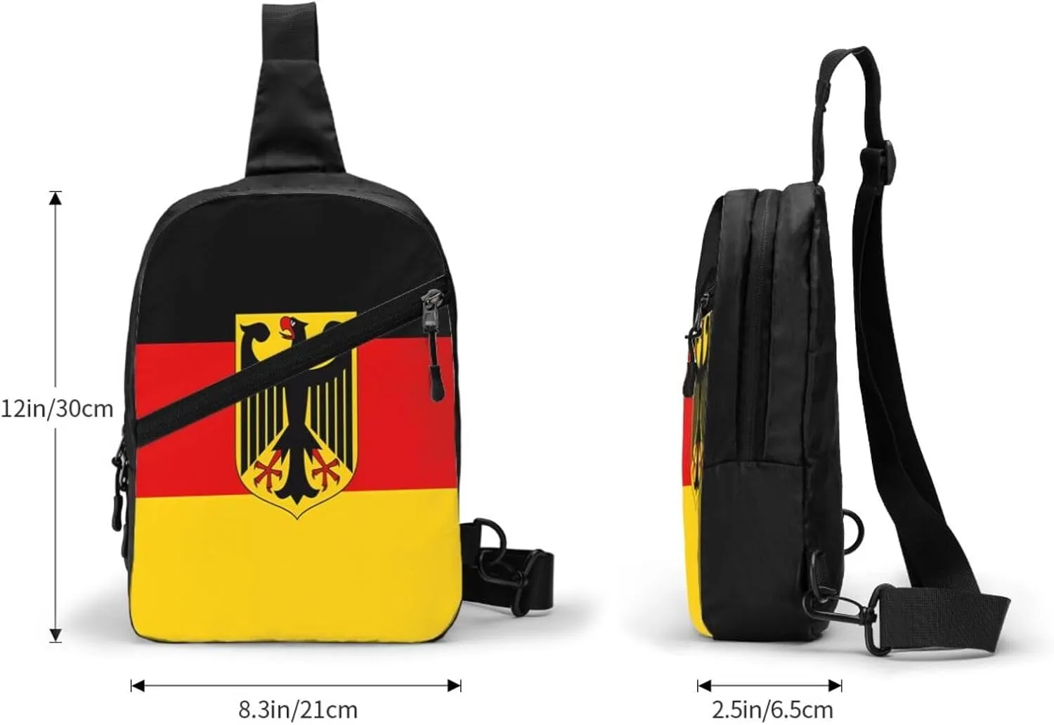 Flag German Coat of Arms Packable Crossbody Bag Portable Sling Bags Foldable Travel Daypack Reusable Sports Shoulder Backpack Diagonally Chest Bag for Workout