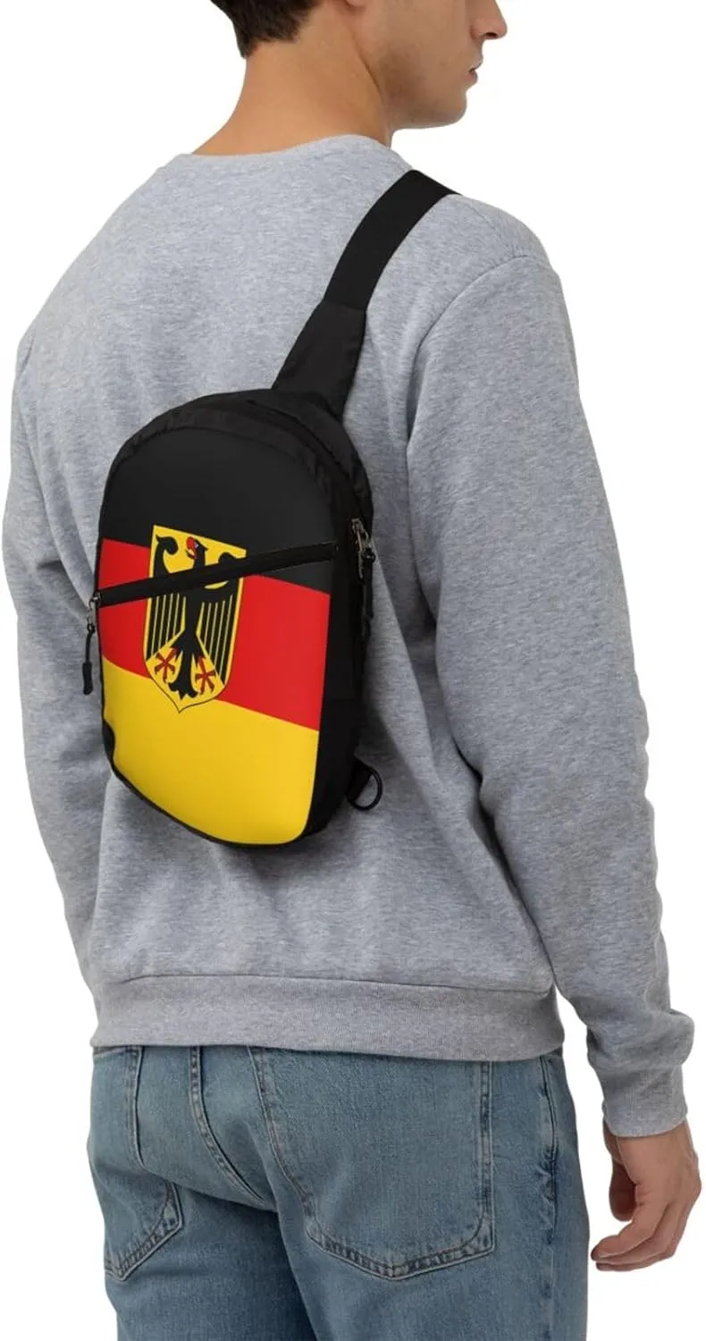 Flag German Coat of Arms Packable Crossbody Bag Portable Sling Bags Foldable Travel Daypack Reusable Sports Shoulder Backpack Diagonally Chest Bag for Workout