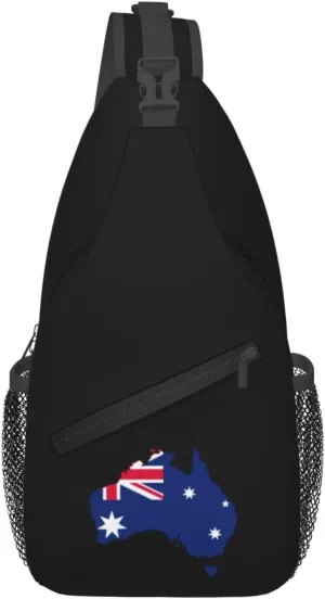 Flag Map of Australia Crossbody Bags For Women Men Chest Backpack Gym Shoulder Bag Travel Outdoor Sports Casual Crossbody Bags