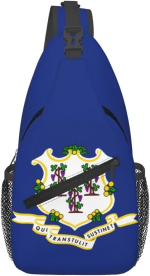 Flag of Connecticut Crossbody Bags For Women Men Chest Backpack Gym Shoulder Bag Travel Outdoor Sports Casual Crossbody Bags