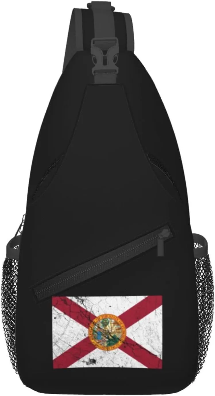Flag Of Florida Texture Effect Crossbody Bags For Women Men Chest Backpack Gym Shoulder Bag Travel Outdoor Sports Casual Crossbody Bags